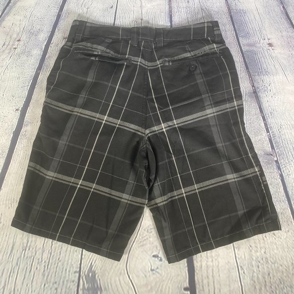 O'Neill Plaid Flat Front Bermuda Shorts Black - Picture 5 of 6